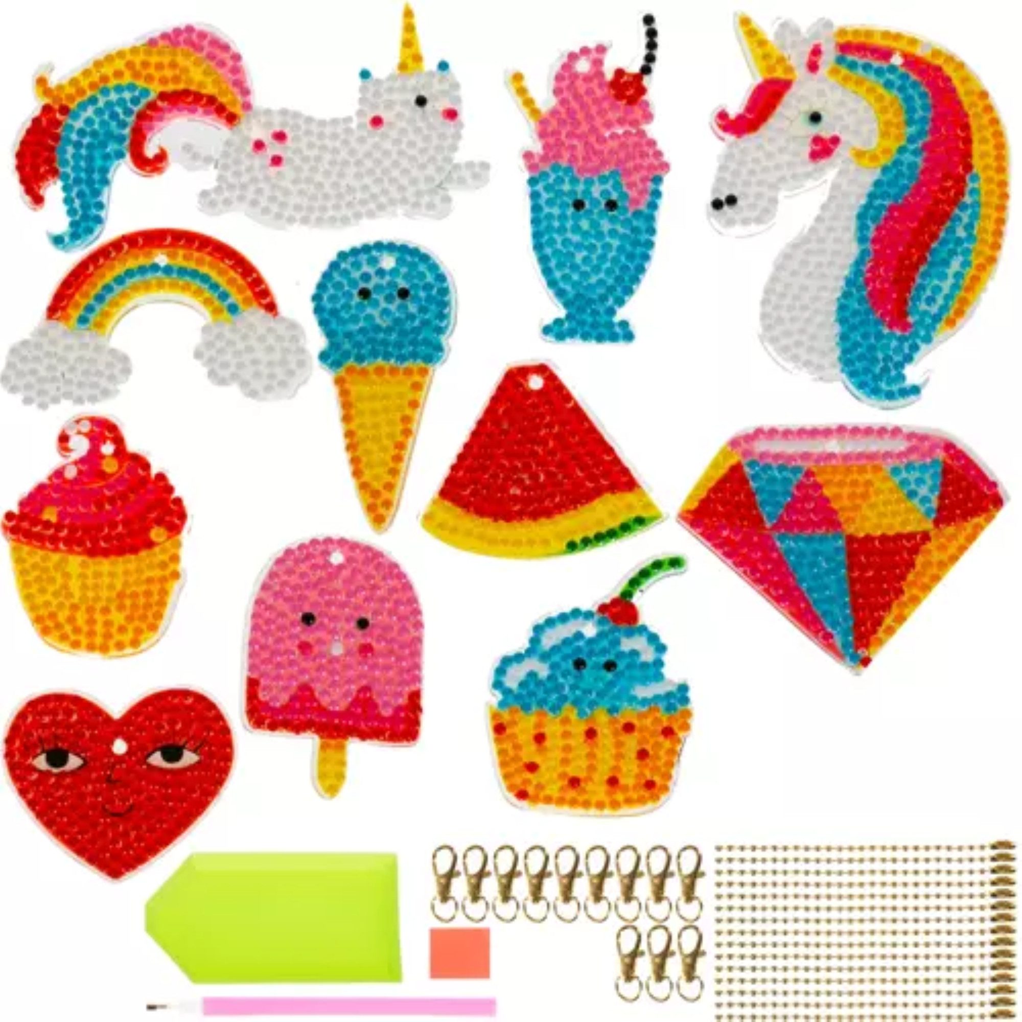 KRUZZEL Schlüsselanhänger Set Diamant-Mosaik Schlüsselanhänger: Rautenstickerei für stilvolle Pracht (DIY-Schlüsselanhänger-Set, Bügelperlen Schlüsselanhänger), Kreatives DIY-Set für Diamant-Mosaik Stickerei & Schlüsselanhänger