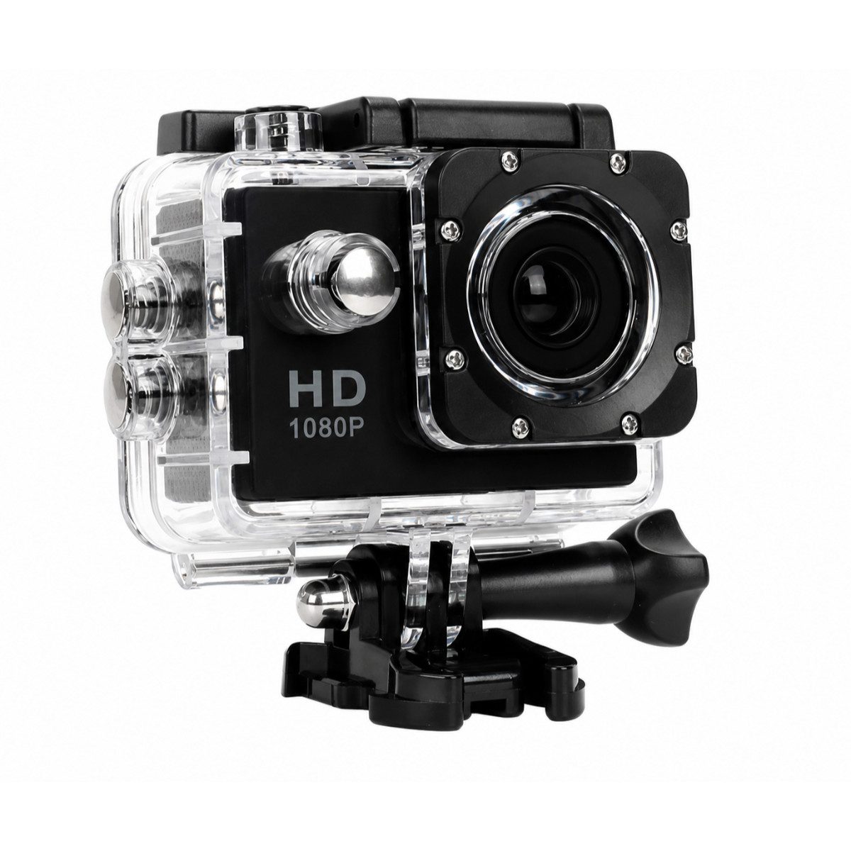 R2 Invest Sportkamera 1080p Schwarz Action Cam mit 2 Zoll Display und Zubehör Action Cam