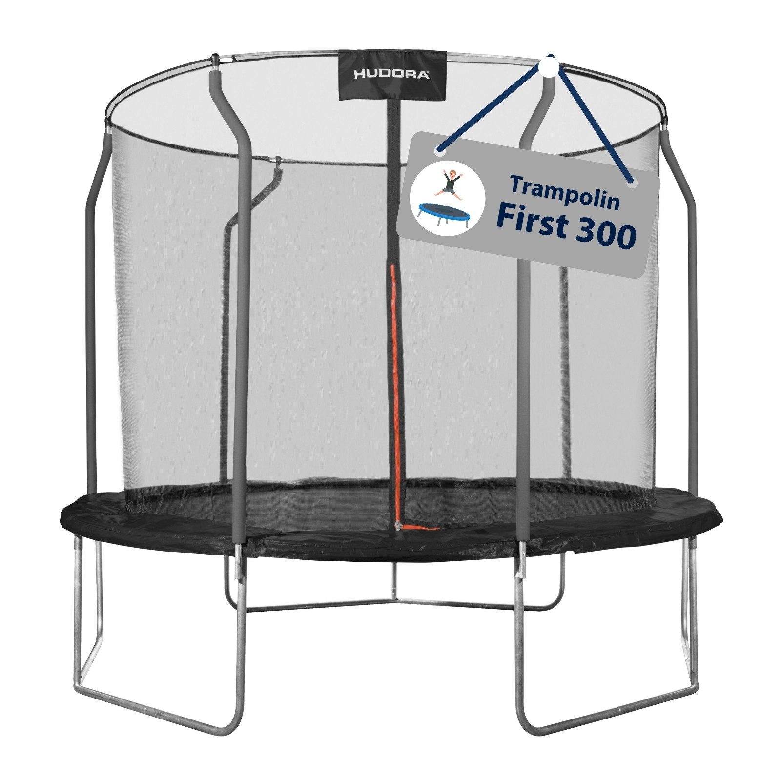 Hudora Gartentrampolin Firstfür Kinder/Jugendliche & Erwachsene, Ø 300 cm, mit Sicherheitsnetz, TÜV-GS geprüft, extra breite Randabdeckung