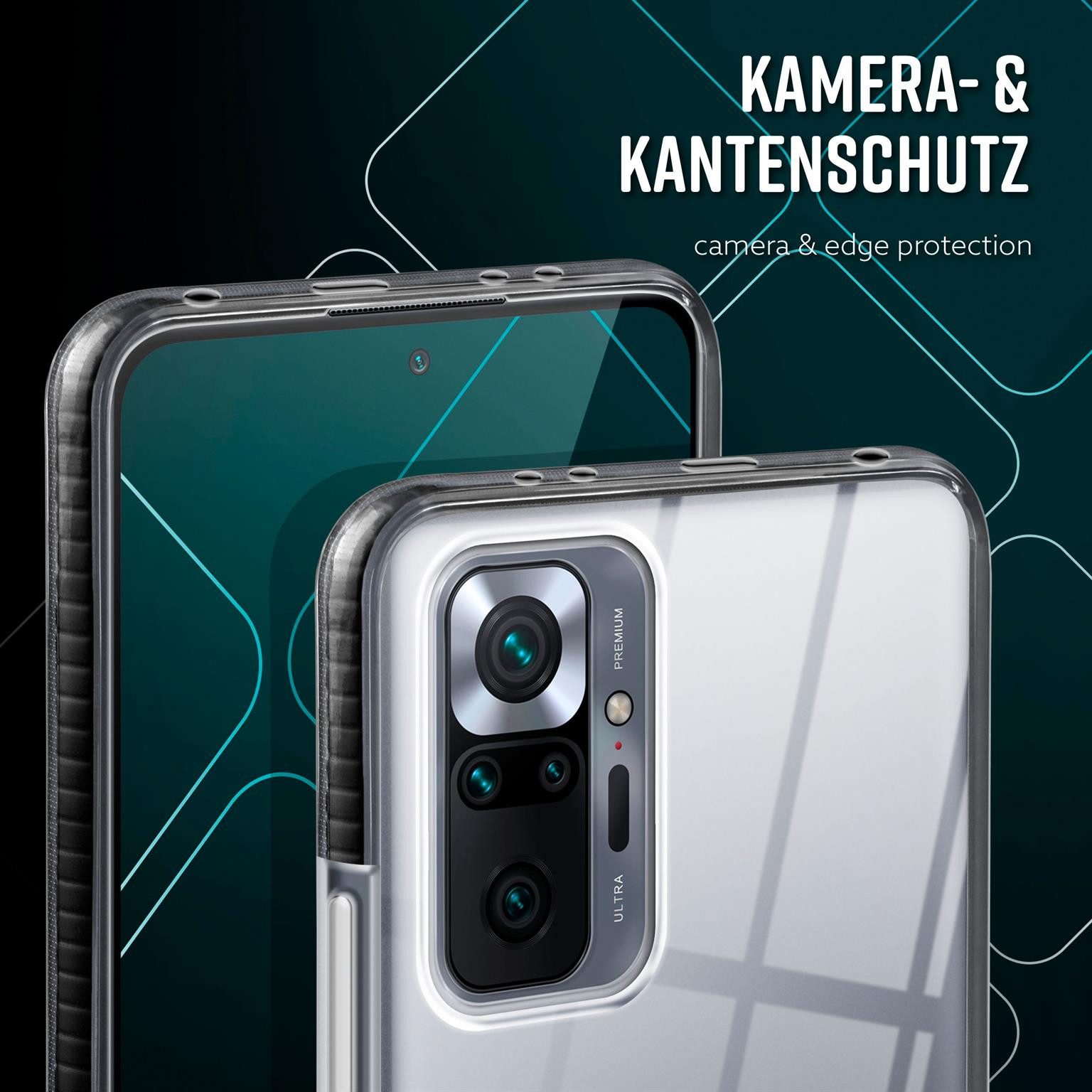 ONEFLOW Handyhülle für Redmi Note 10 Pro Hülle Silikon Cushion Case Schwarz 6,67 Zoll, Schutzhülle Transparent Bumper Back Cover Silikonhülle Durchsichtig