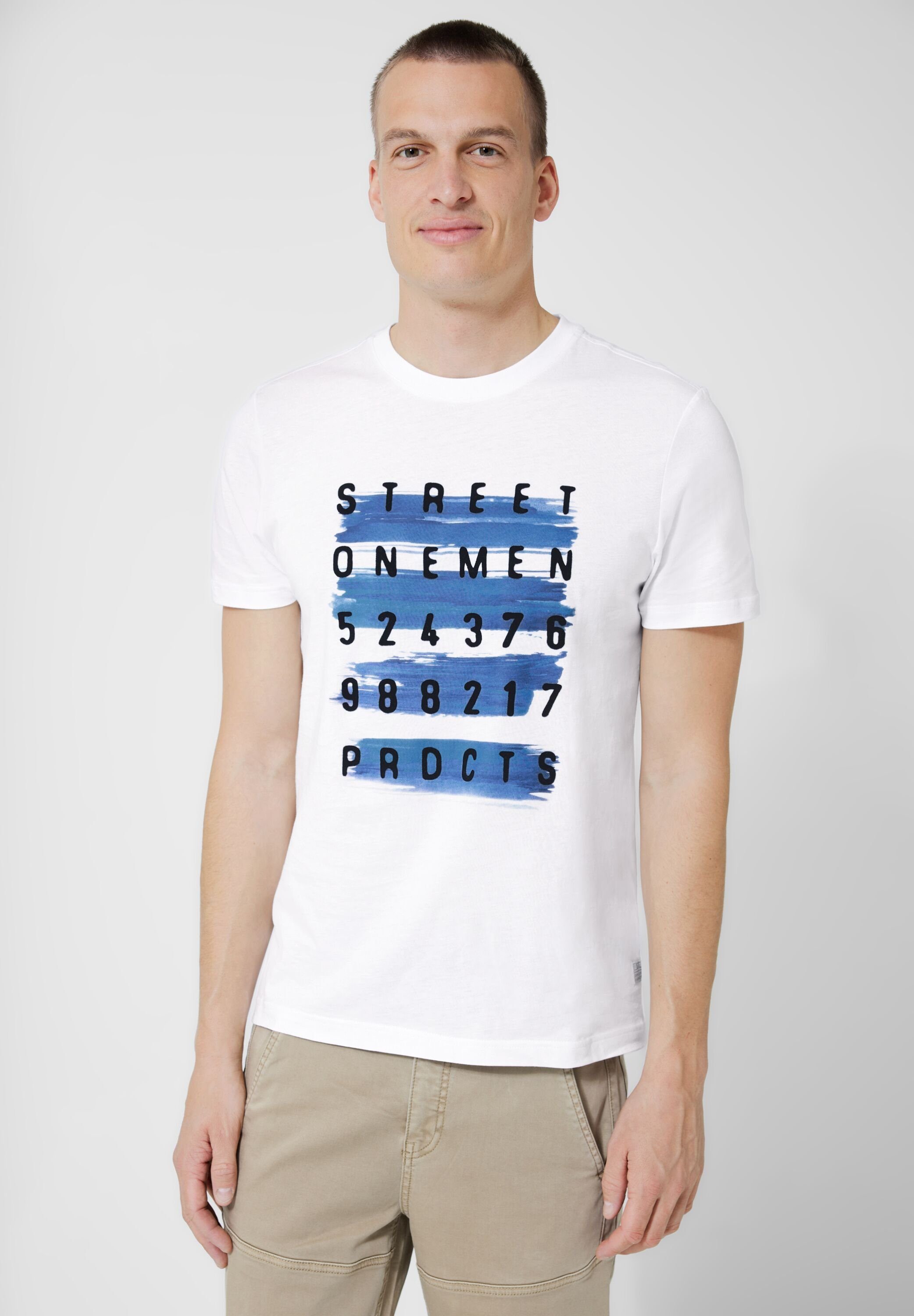 STREET ONE MEN Rundhalsshirt mit Wordingprint White