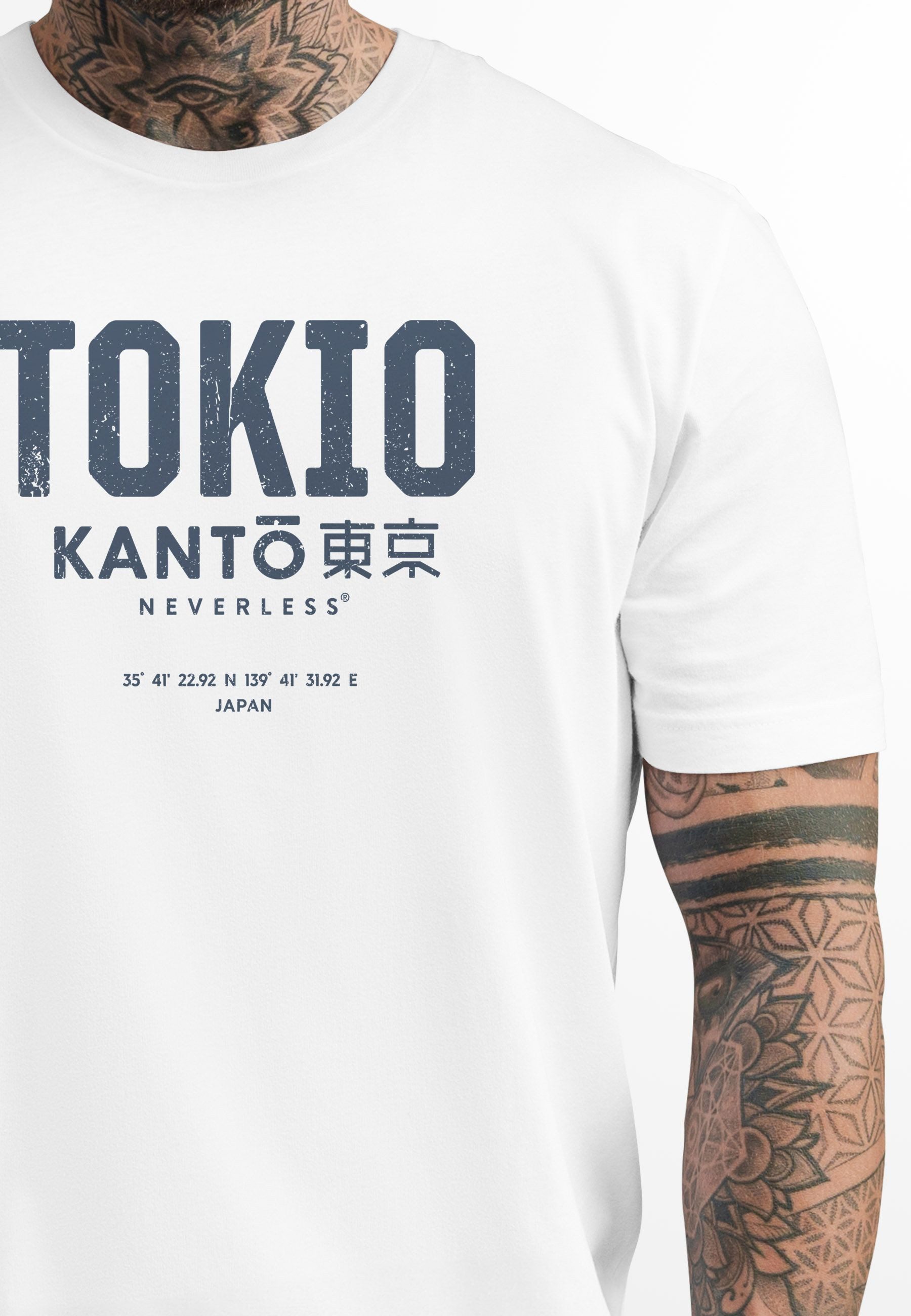 Neverless Print-Shirt Herren T-Shirt Frontprint Tokyo Japan Japanische Schr günstig online kaufen