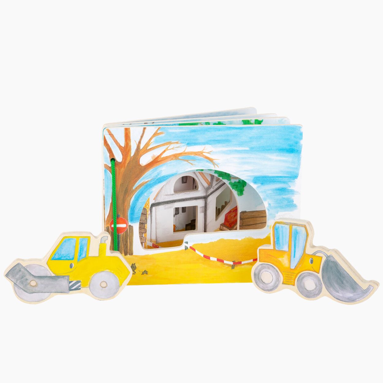 Small Foot Stoffbuch Bilderbuch Baustelle, interaktiv (packung, 1-St), mit Klettfunktion für kleine Entdecker