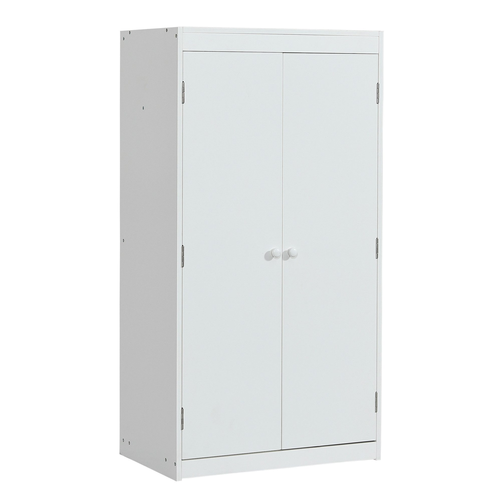 Merax Hochbett (Kieferholz Etagenbett Jugendbett Einzelbett mit Fallschutzgitter, 1-St) Kinderbett 90x200cm mit Schreibtisch Rutsche Kleiderschrank & Regalen