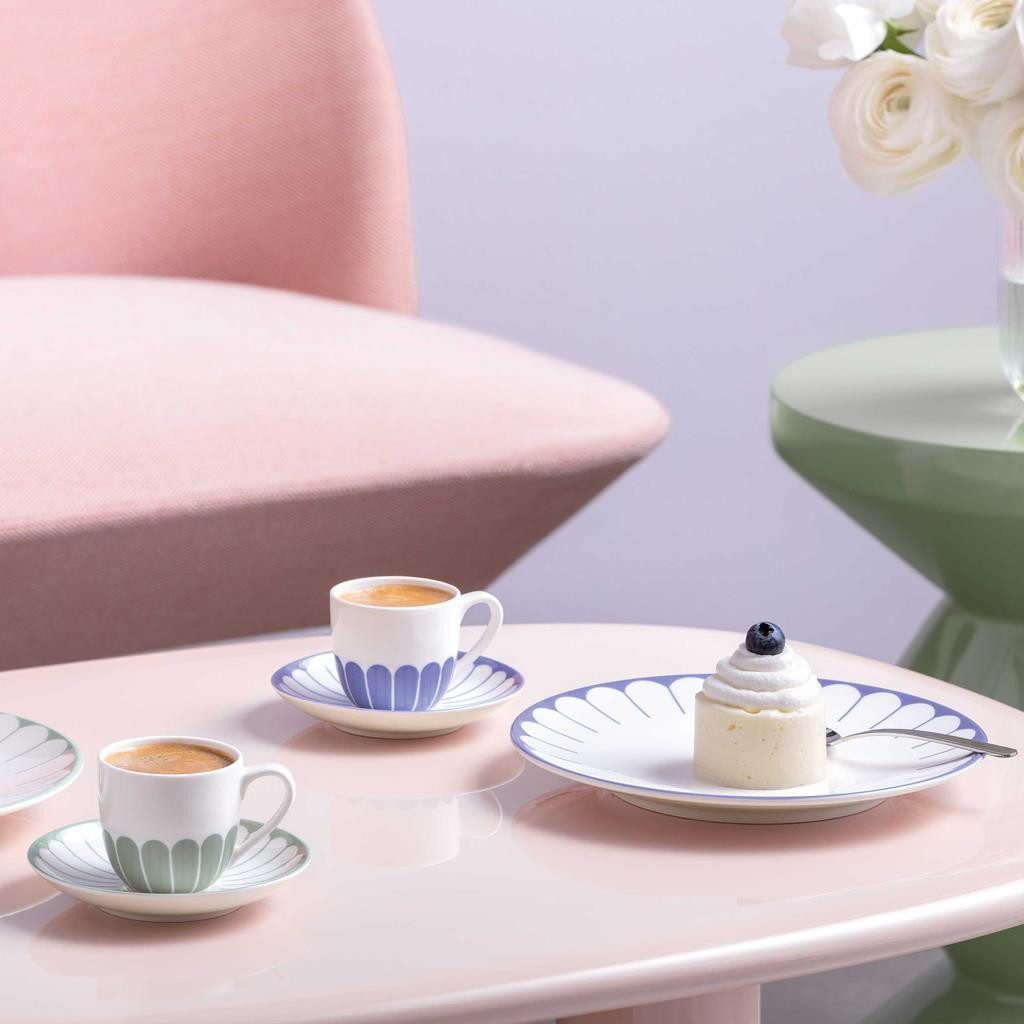 Villeroy & Boch Tasse Fleur Couleur Espressotasse mit Untertasse 70 ml, 1-tlg., Porzellan
