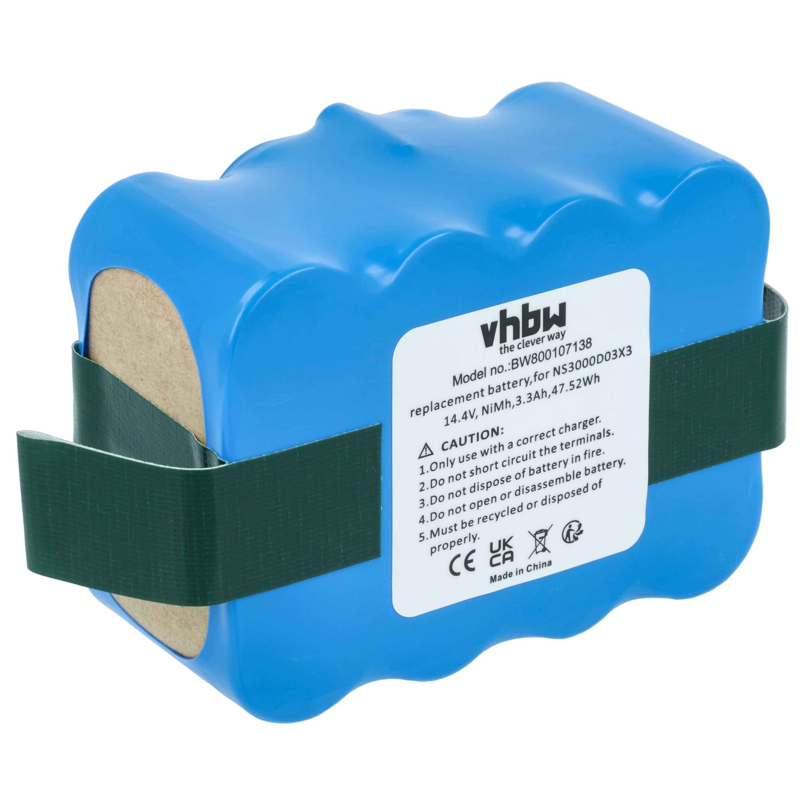 vhbw Akku passend für Wisdom Z520 Staubsauger (3300 mAh, 14,4 V, NiMH) Staubsauger-Akku Akku NiMH 3300 mAh (14,4 V, 1 St), Leistungsfähiger Austausch-Akku für Ihren Saugroboter