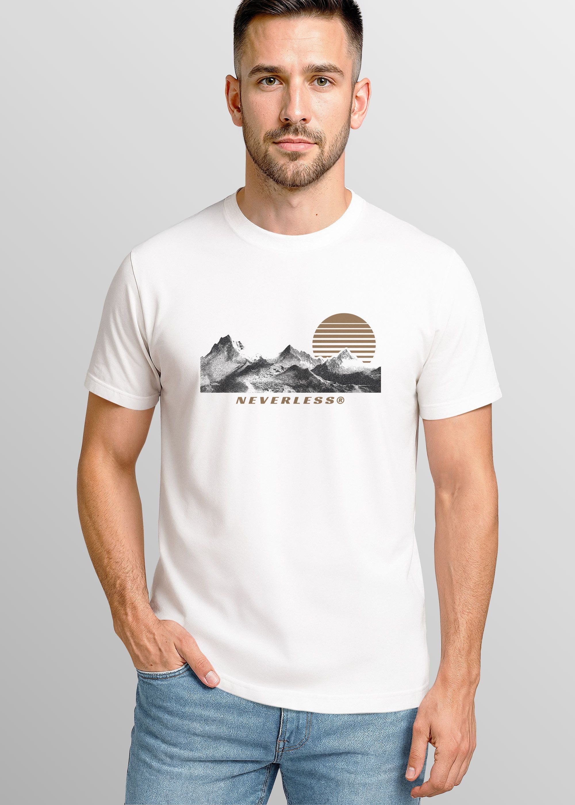 Neverless Print-Shirt Herren T-Shirt Printshirt Outdoor Statement Natur Wan günstig online kaufen