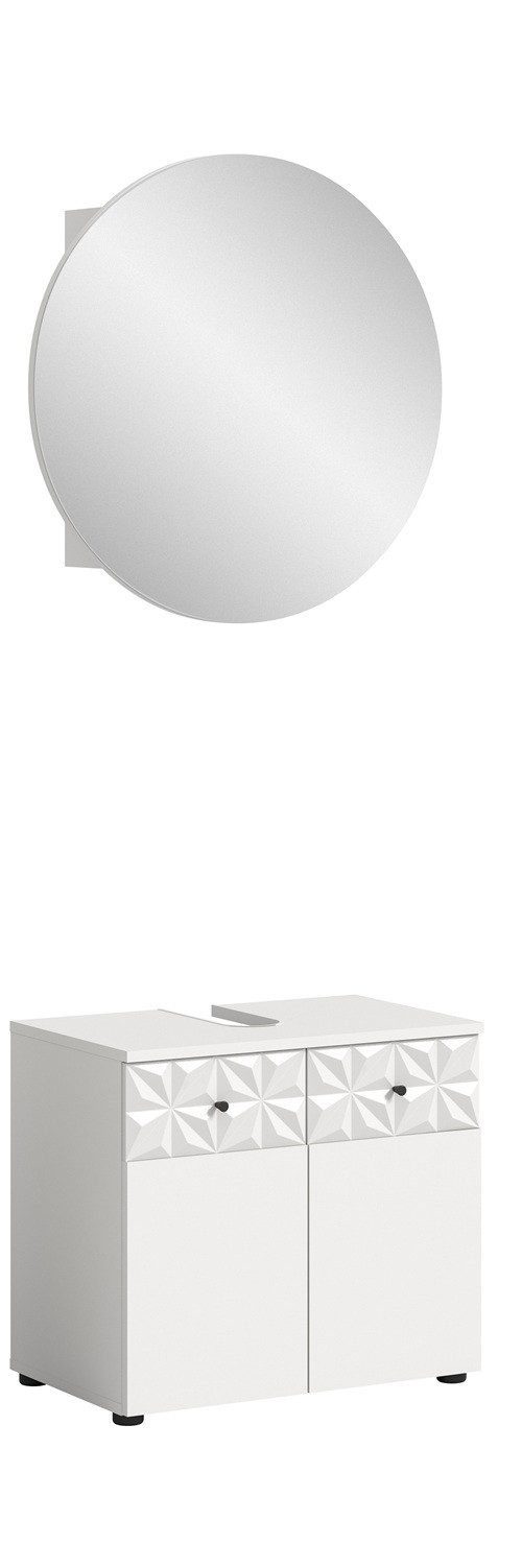xonox.home Badmöbel-Set Badezimmer-Set Prisma, weiß / weiß Hochglanz, 2-teilig, optional, (2-St), Badmöbel, Badkombination