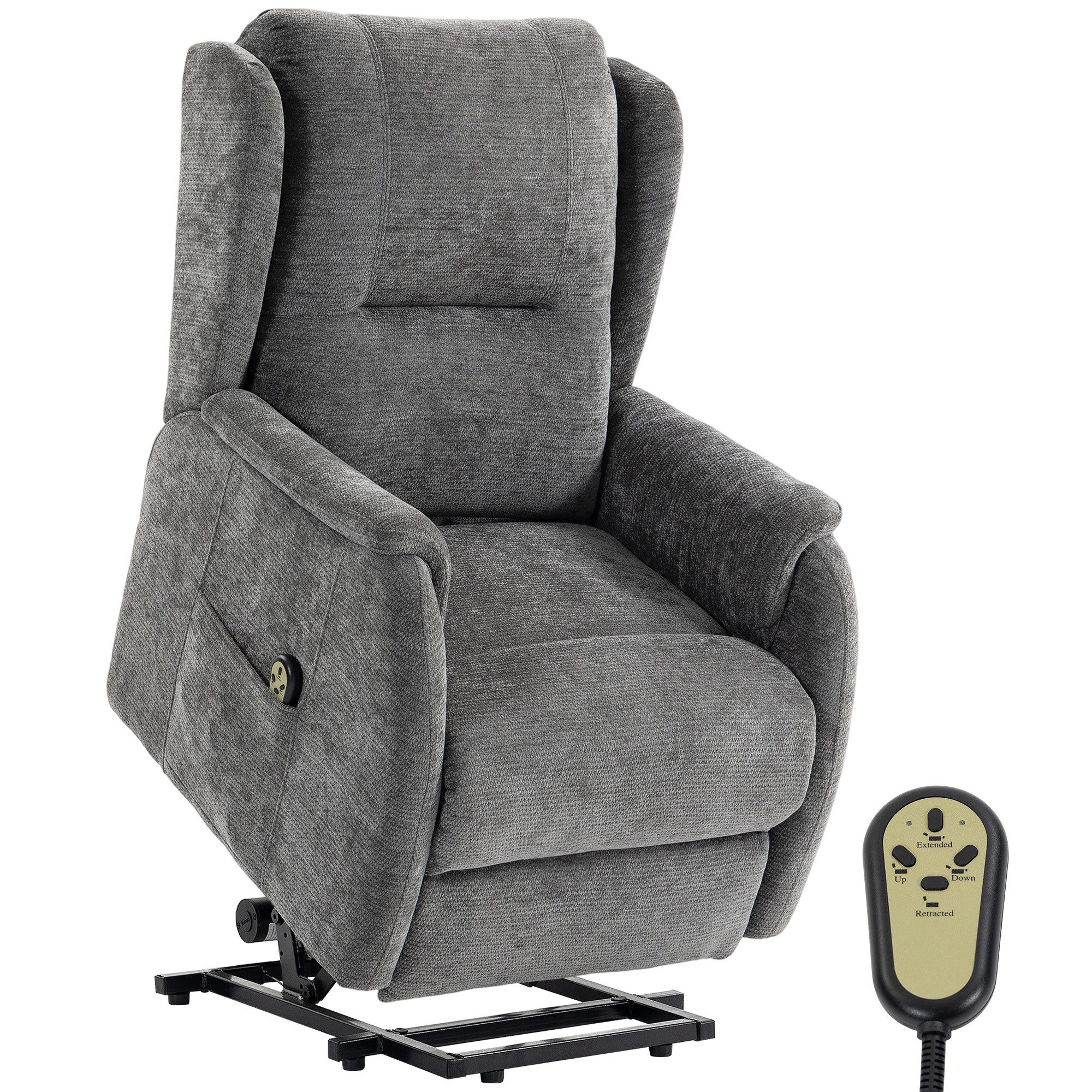 HOMCOM Relaxsessel Fernsehsessel mit 2 Motorn TV Sessel mit Aufstehhilfe (Set, 1-St., 1), Doppelmotor, elektrische Aufstehhilfe, Chenillebezug