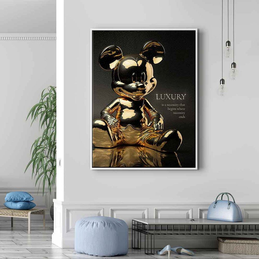 DOTCOMCANVAS® Leinwandbild, Leinwandbild Luxury Micky Rahmen Mouse Motivationsspruch Maus goldener Mickey Zitat mi