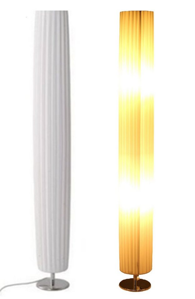 TRANGO LED Stehlampe, 120RL Design Plissee LED Stehleuchte *NIZZA*  Stehlampe inkl. 2x 4 Watt E27 LED Leuchtmittel, Wohnzimmer Lampe,  Standleuchte rund, Lampenschirm Durchmesser: 14cm Ø - Höhe: 120cm