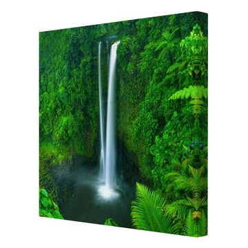 Bilderdepot24 Leinwandbild Wald Natur Landschaft Modern Wasserfall grün Bild auf Leinwand XXL, Bild auf Leinwand; Leinwanddruck in vielen Größen