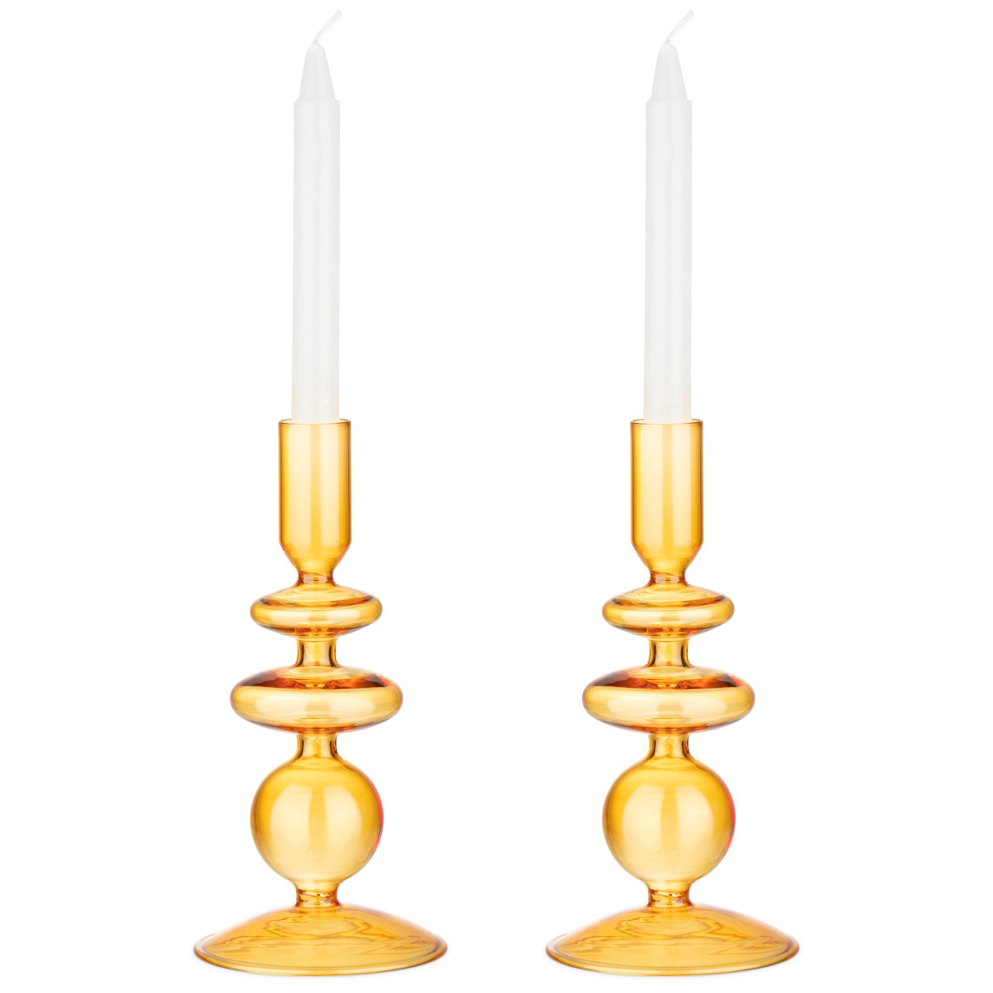 Kerzenständer 2x Glas-Kerzenhalter für Stabkerzen - Kerzenständer Glas Stabkerzen