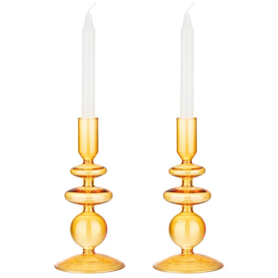 Navaris Kerzenständer 2x Glas-Kerzenhalter für Stabkerzen - Kerzenständer  Glas Stabkerzen