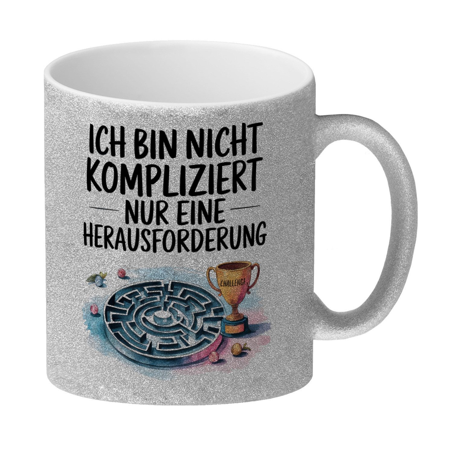 Tasse Herausforderung, nicht kompliziert Glitzer-Kaffeebecher Pokal
