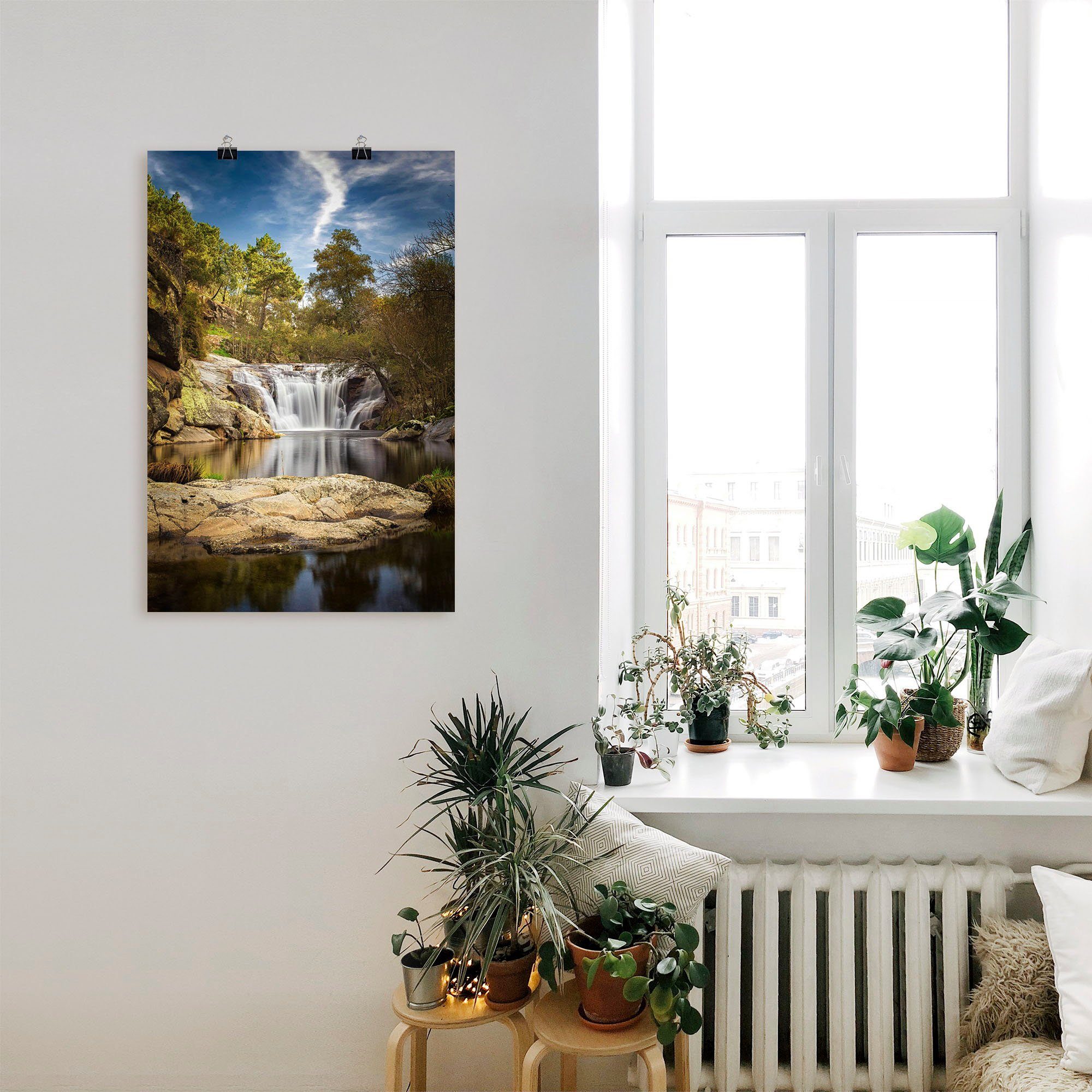 oder Wasserfallbilder Portugals, Wildbach als im Alubild, Wandbild (1 versch. in Artland Poster Leinwandbild, Norden Größen Wandaufkleber St),