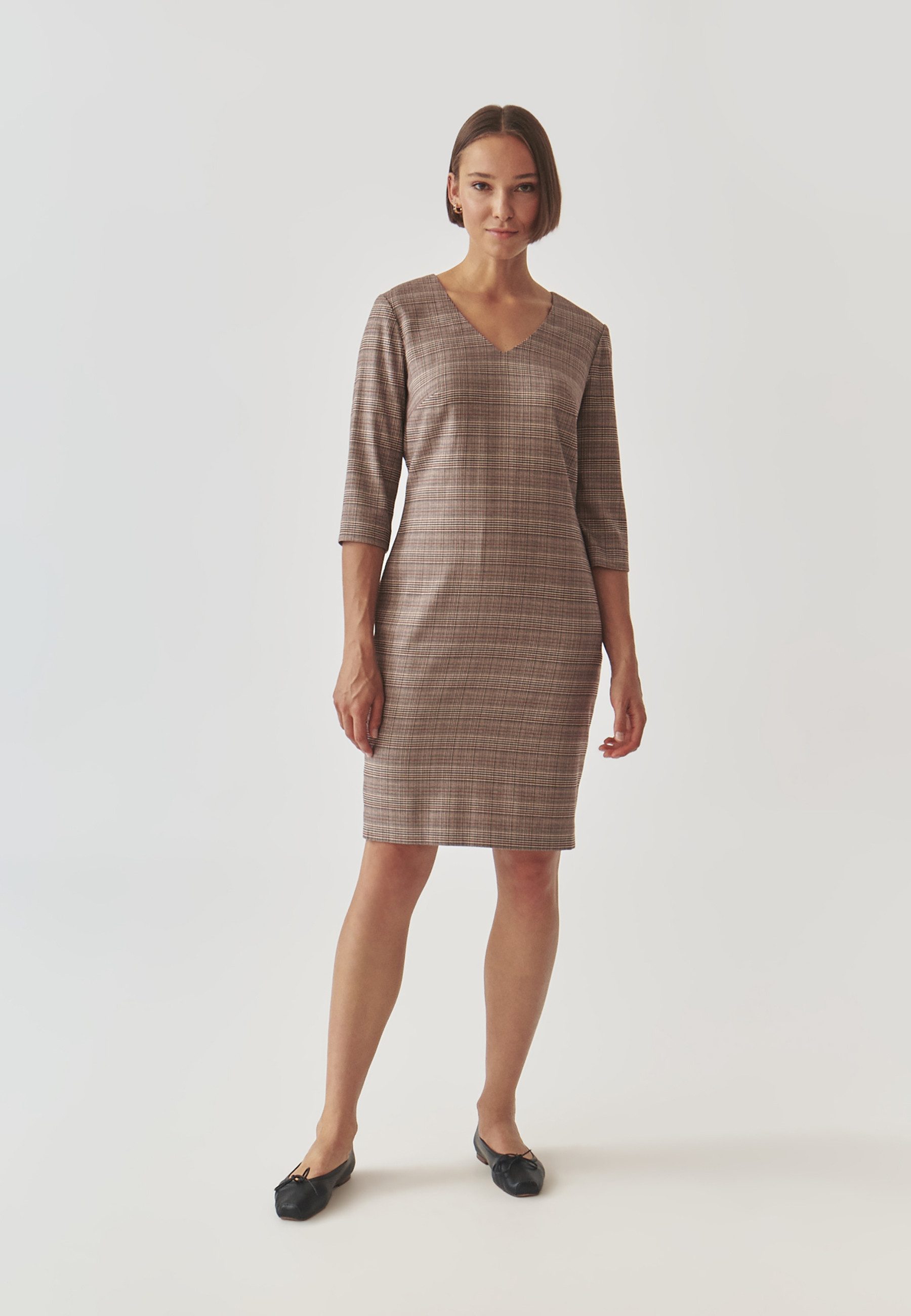 TATUUM Midikleid Elegantes Kariertes Stoffkleid - Kolumi