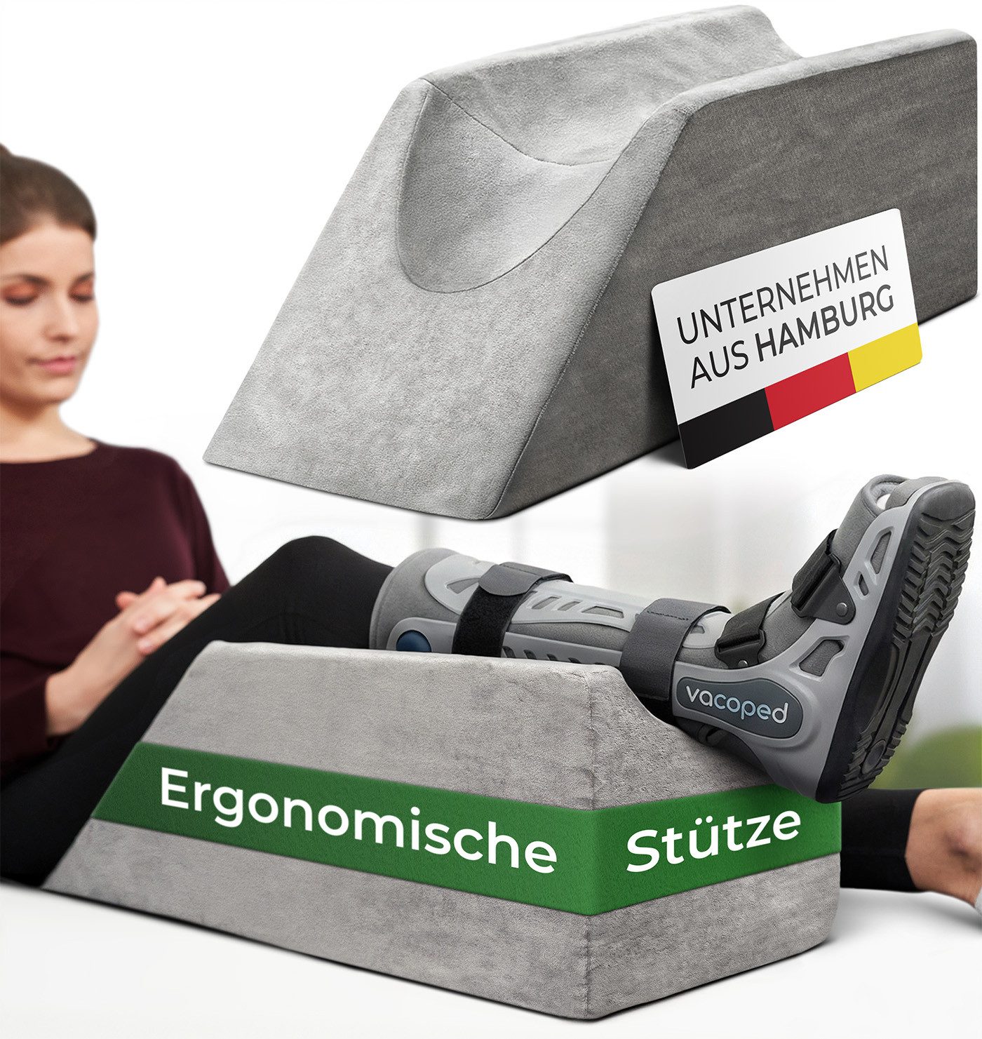 Well B4 Venenkissen zum Beine hochlagern - Beinhochlagerungskissen Beinauflage Keilkissen, Stützkissen für Beine & Knie ideal als Lymphkissen und Venenkeil