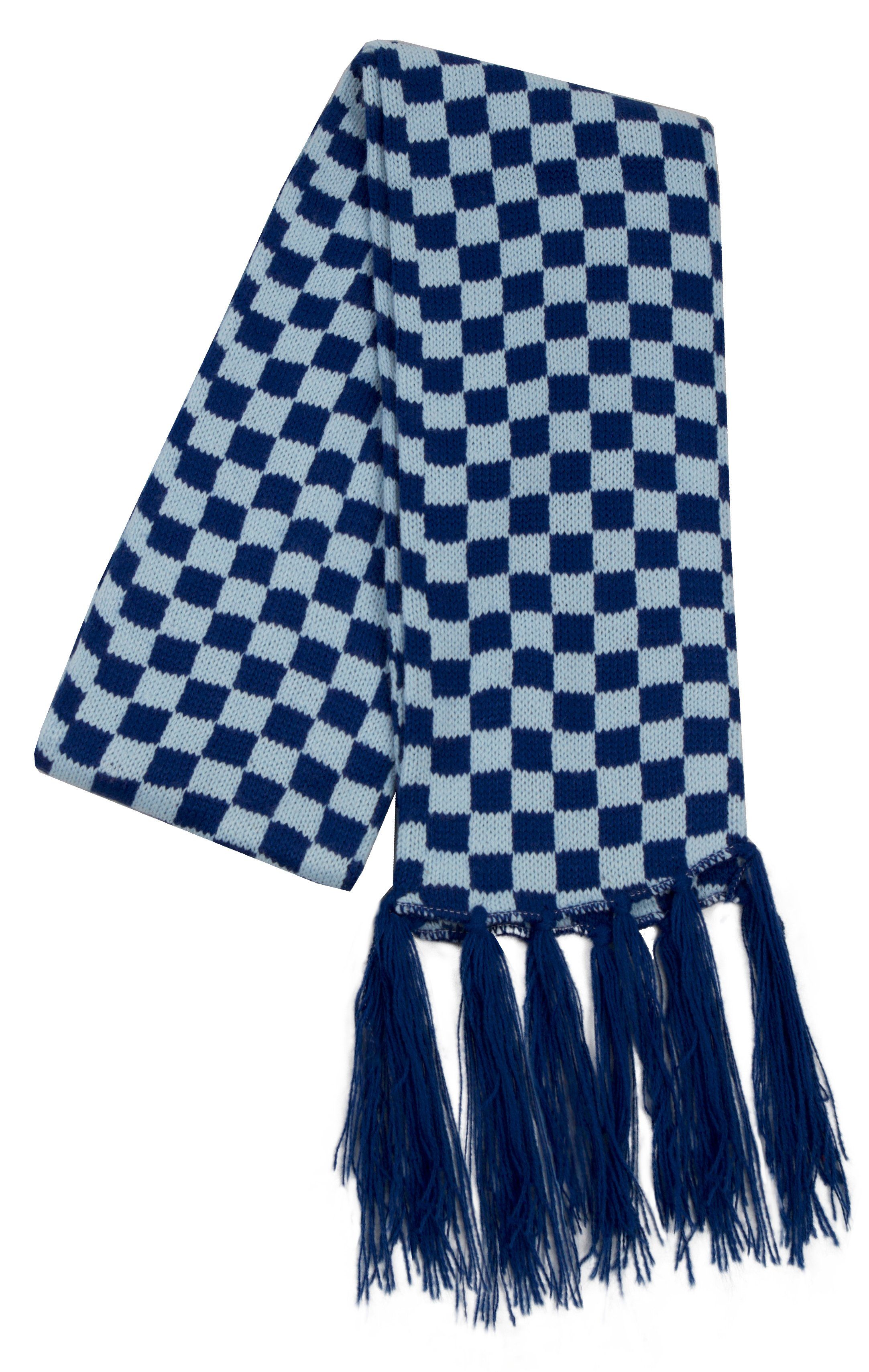 GUGGEN Mountain Strickschal Damen Winterschal Schal Fransen kariert Modeschal Strickschal Blau-Hellblau