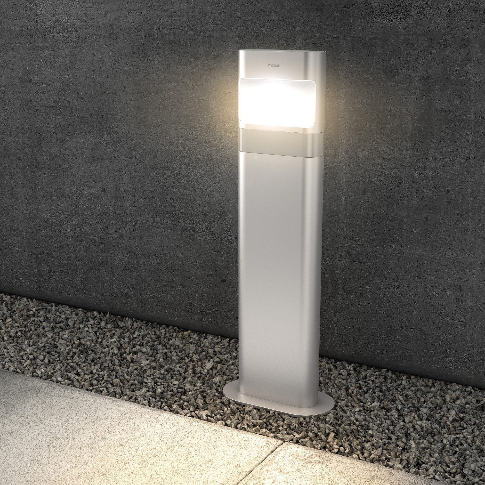 theben LED Wandstrahler theLeda D BL plus AL 1020706 LED-Leuchte, funkvernetzbar, Gehäuse aus eloxiertem Aluminium-Strangpressprofil, LED fest eingebaut, warmweiß, Licht frontal (Spot), Bodenmontage, 8,5 W, lang (720 mm)