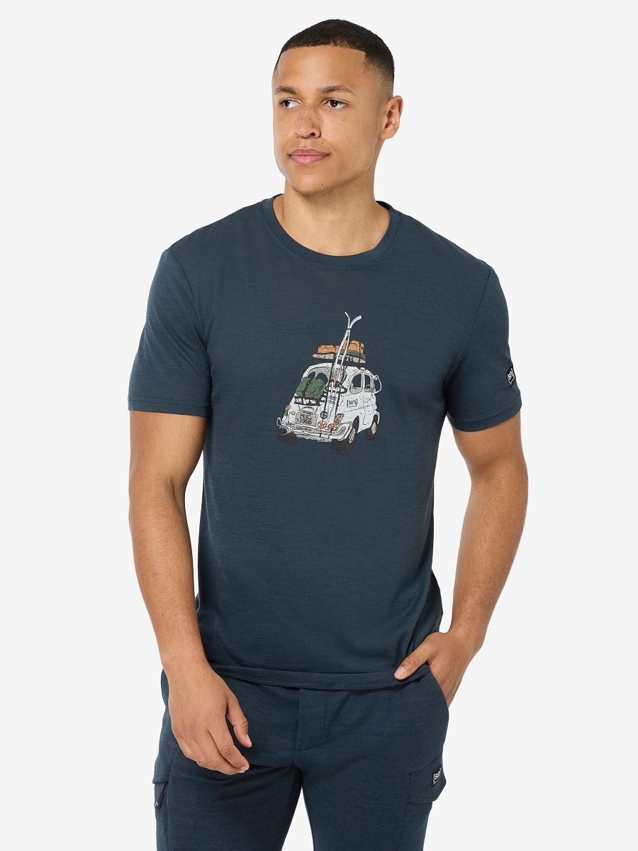 SUPER.NATURAL Funktionsshirt für Herren, Merino M CARSKI TEE mit Winter-Motiv, atmungsaktiv