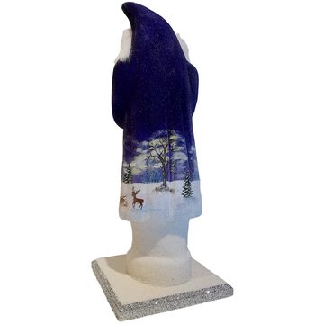 Weihnachtsmann Santa Winterlandschaft blau 53cm Pappmaché (1 St), handbemalt