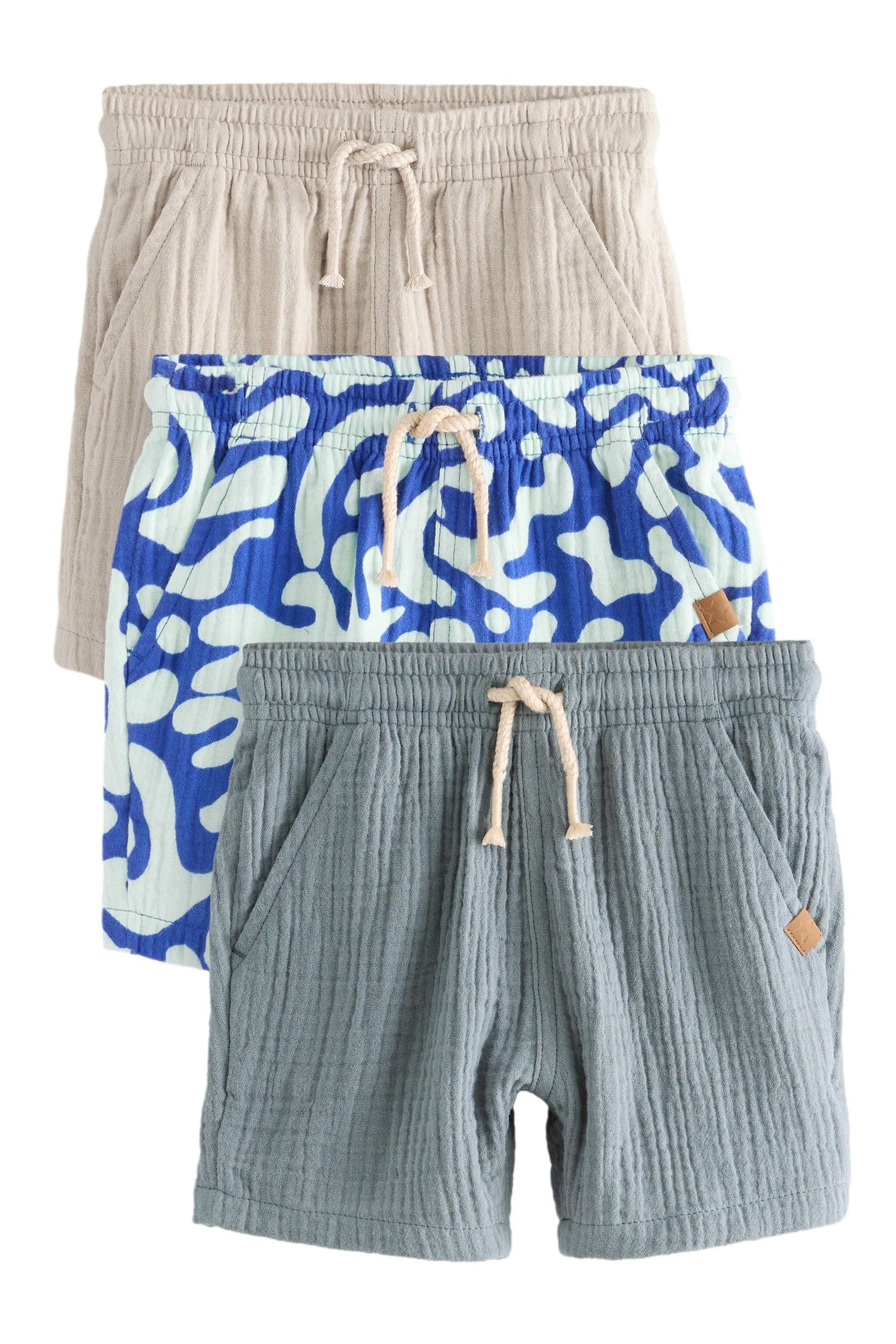 Shorts Weiche, strukturierte Baumwoll-Shorts, 3er-Pack