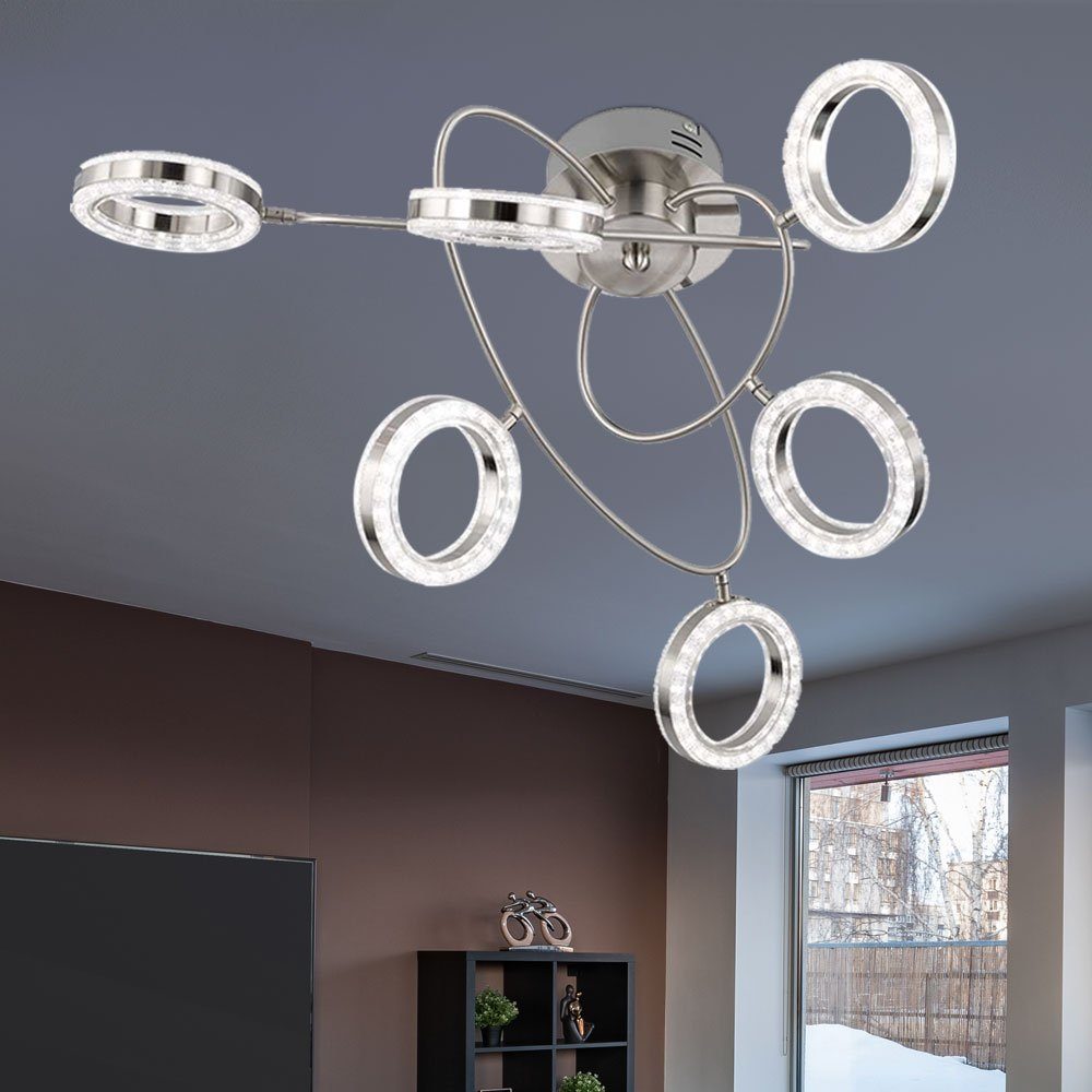 WOFI LED Deckenleuchte Deckenleuchte, LED-Leuchtmittel Warmweiß, Wohnzimmerlampe, flammig fest verbaut, 6 Deckenlampe Designleuchte