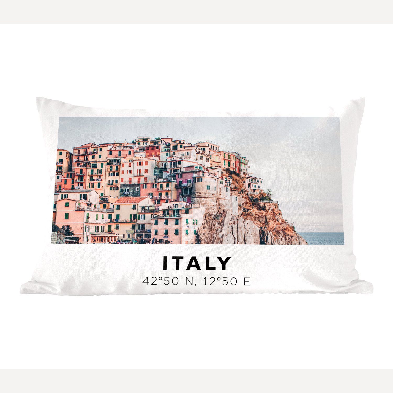MuchoWow Dekokissen Cinque Terre - Italien - Amalfi - Meer, Wohzimmer Dekoration, Zierkissen, Dekokissen mit Füllung, Schlafzimmer