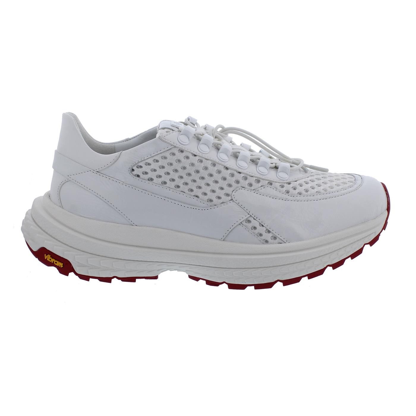 Högl Sneaker, Wetlack Premiumsheep-Leder, Airme, Weiß / Rot, Vibram®-S Schnürschuh