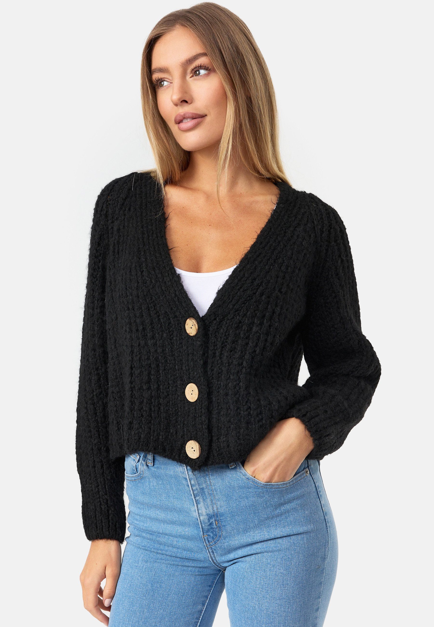 Decay Strickjacke mit femininem V-Ausschnitt