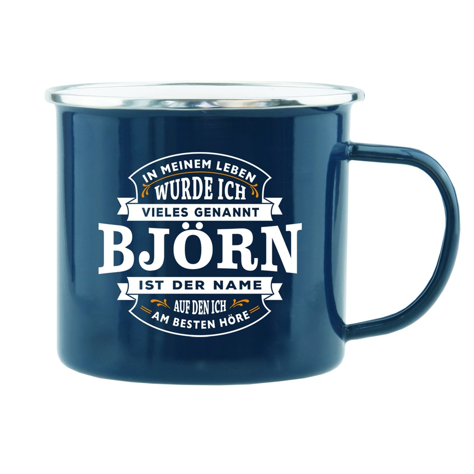 HTI-Living Becher Echter Kerl Emaille Becher Björn, 1-tlg., Emaille, Kaffeetasse Teetasse Männergeschenk