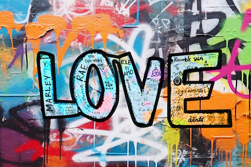 ArtUniverse Glasbild Paint the World with Love 80x120 cm, Love, Aufhängefertig