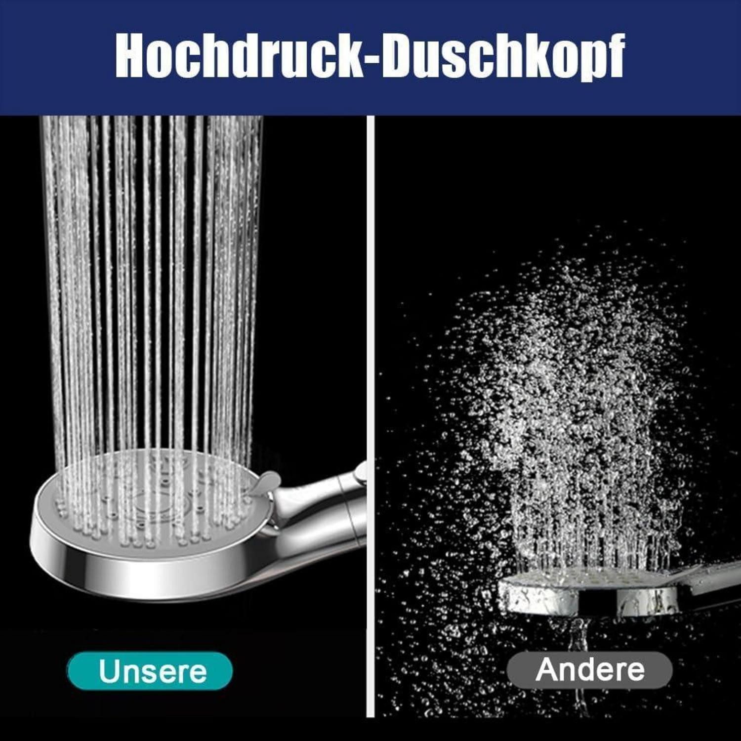 LuxusKollektion Handbrause Duschkopf Schlauch 150cm 5 Strahlarten Handbrause Mit Schlauch – Bild 2 von 5