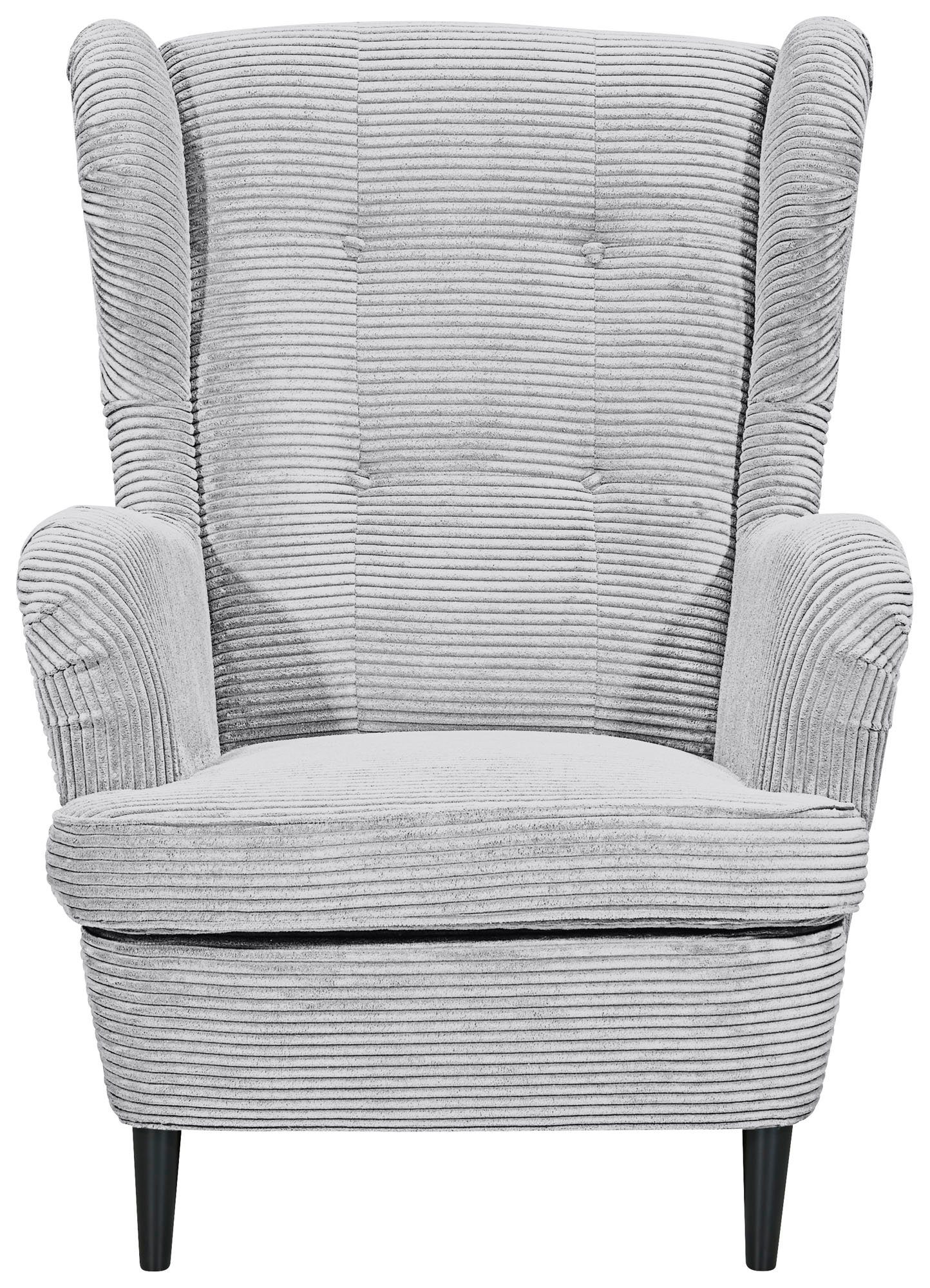 ED EXCITING DESIGN Ohrensessel "Oskar", mit Massivholzfüßen günstig online kaufen
