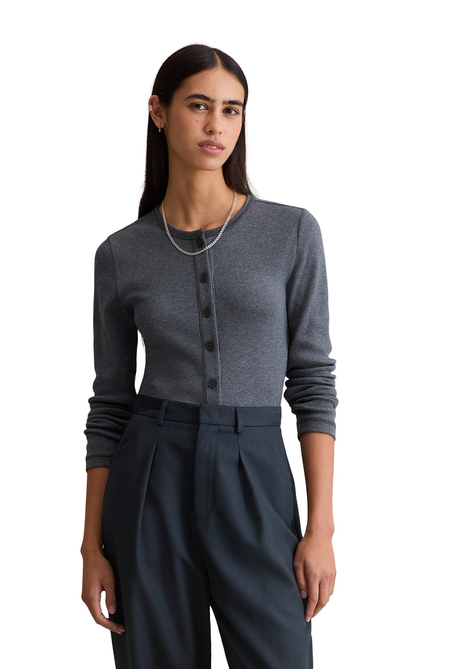 Marc O'Polo DENIM Langarmshirt aus Rippjersey