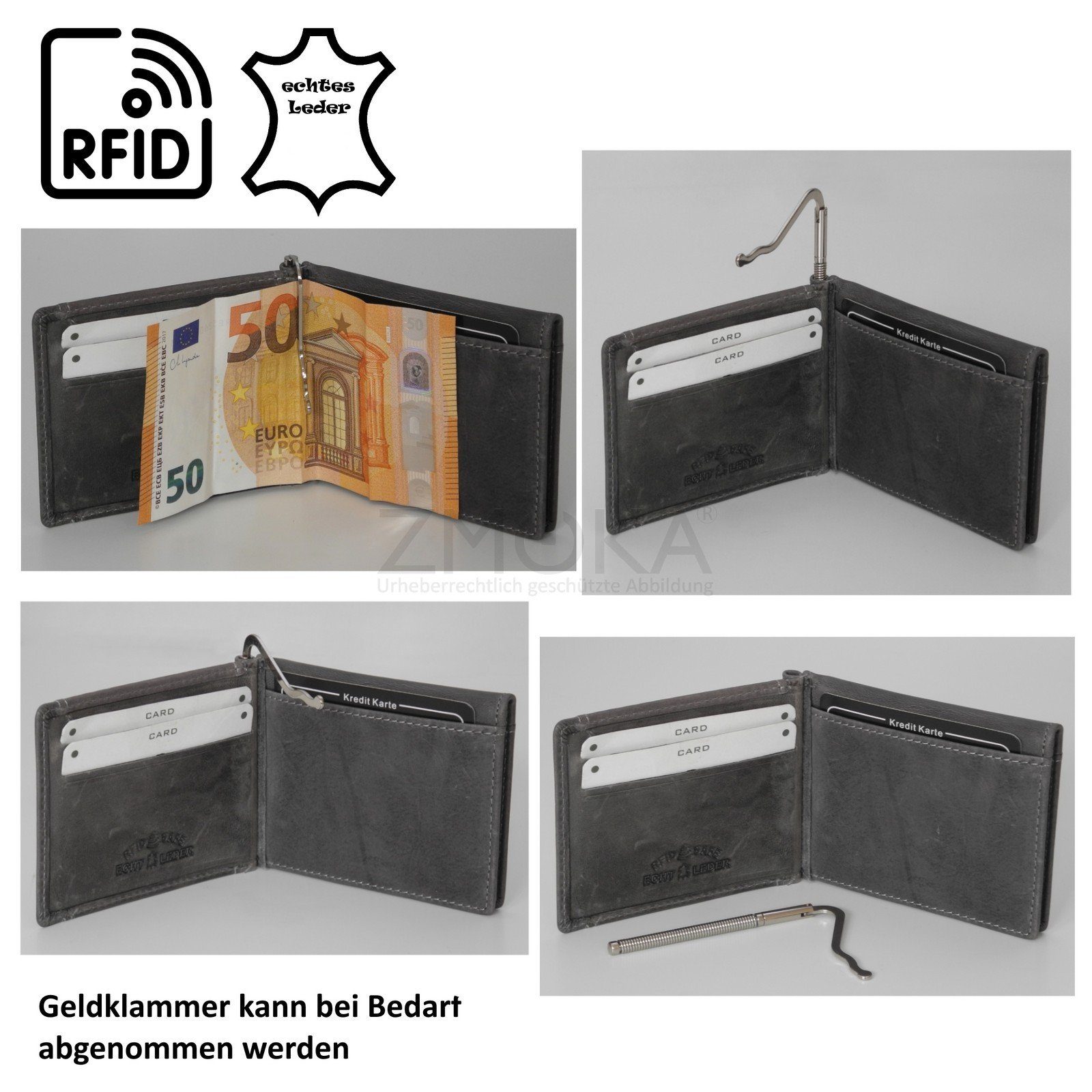 Auswahl Geldklammer Wild - Wild Things safe !!! Grau Geldbörse RFID Only Leder Only Geldbörse Things