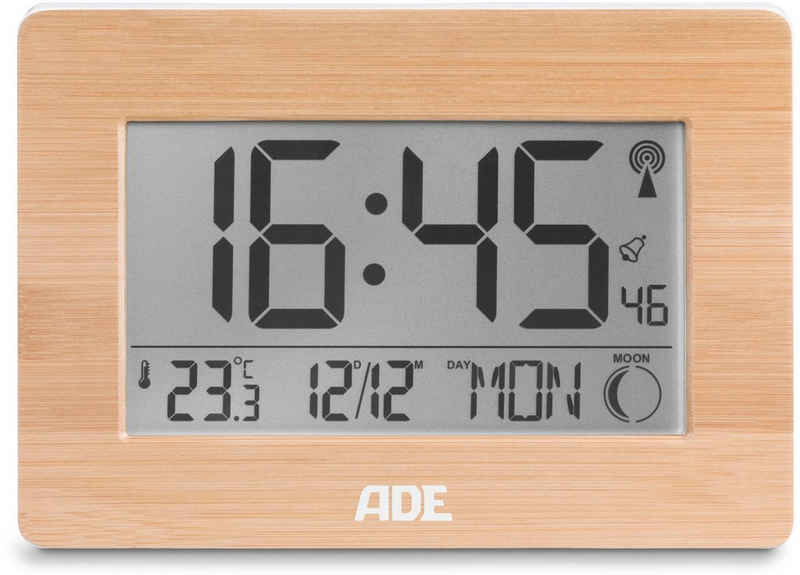 ADE Funkwecker »CK 1702« Tischuhr mit echtem Bambus-Rahmen, Temperatur, DCF-Zeitsignal