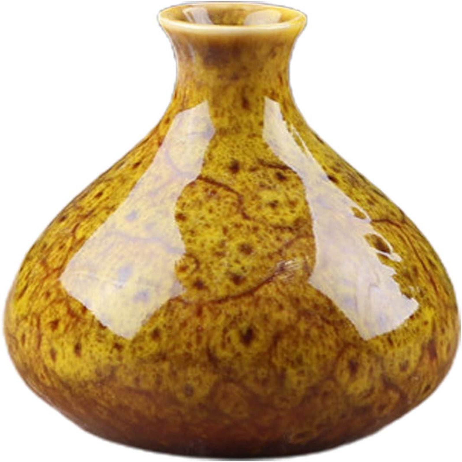 Kaliber Gelb Heimdekoration, deko Keramikvase,Blumentopf SEEZSSA Keramik-Vase,großer Bauch, 2.4cm,7x7.5cm,bunt Brenngeformte Regal, Wohnzimmer, für Dekovase