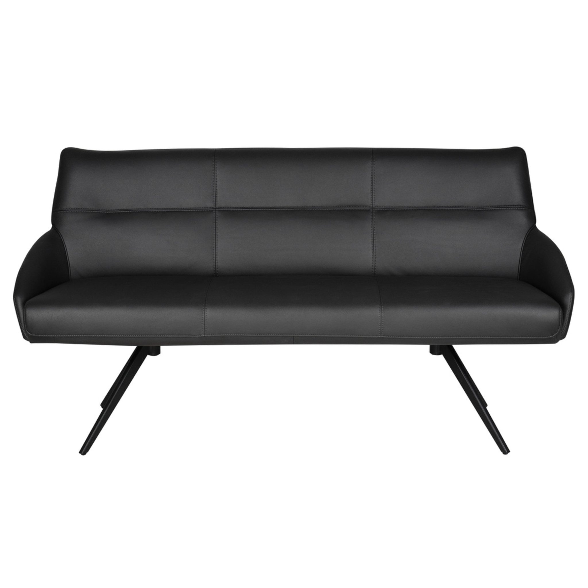 louming Sitzbank Manon, Polsterbank, Esszimmerbank, Küchenbank, 3-Sitzer, weicher Microfaserbezug schwarz, Metallbeine schwarz, 180,5x91x66 cm