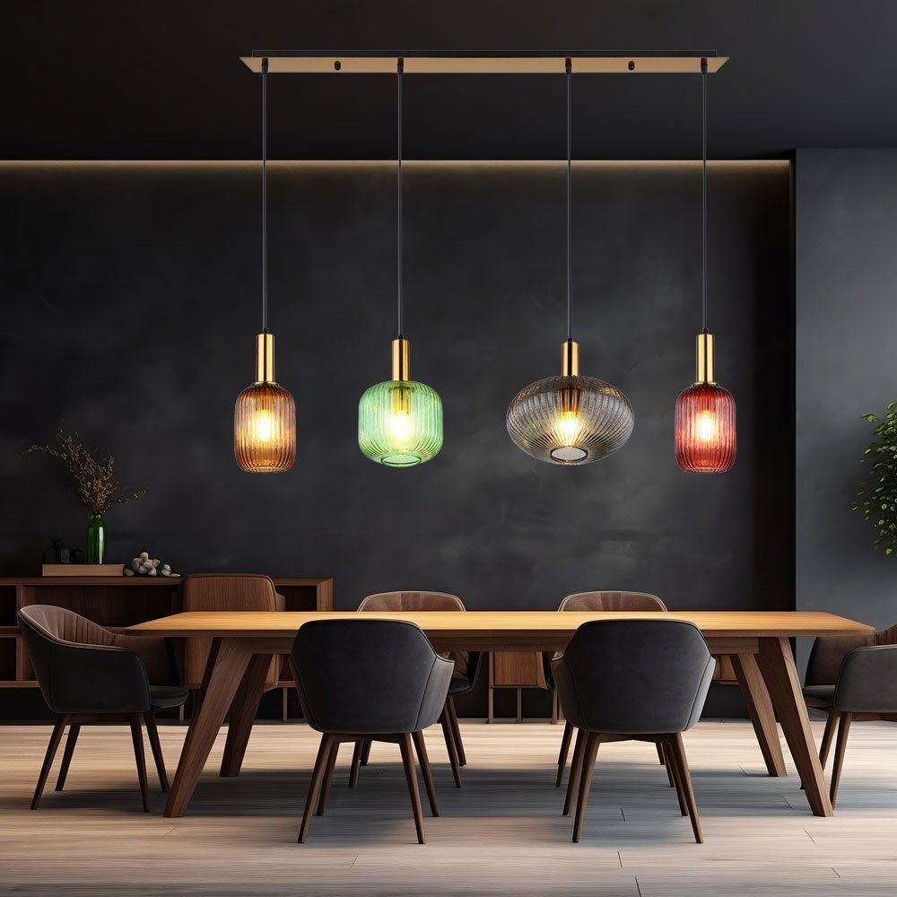 GLOBO LIGHTING Hängeleuchte, Leuchtmittel nicht inklusive, Hängelampe Esstischleuchte Pendellampe Glas bunt 4 flammig H 120 cm