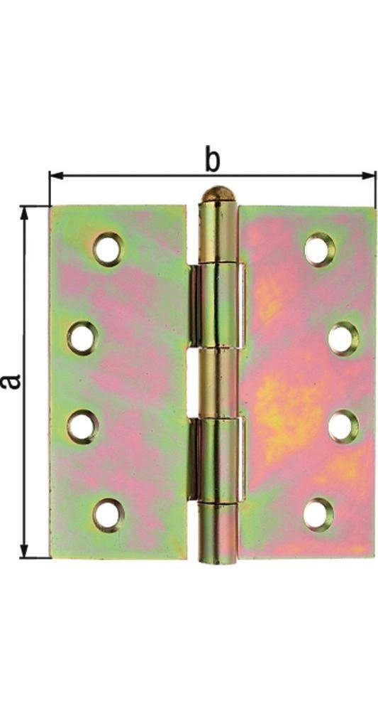 Stahl Breite 100 verzinkt galvanisch Scharnier 100 mm Höhe gelb Stärke Alberts 2,5 mm Möbelbeschlag quadratisch mm