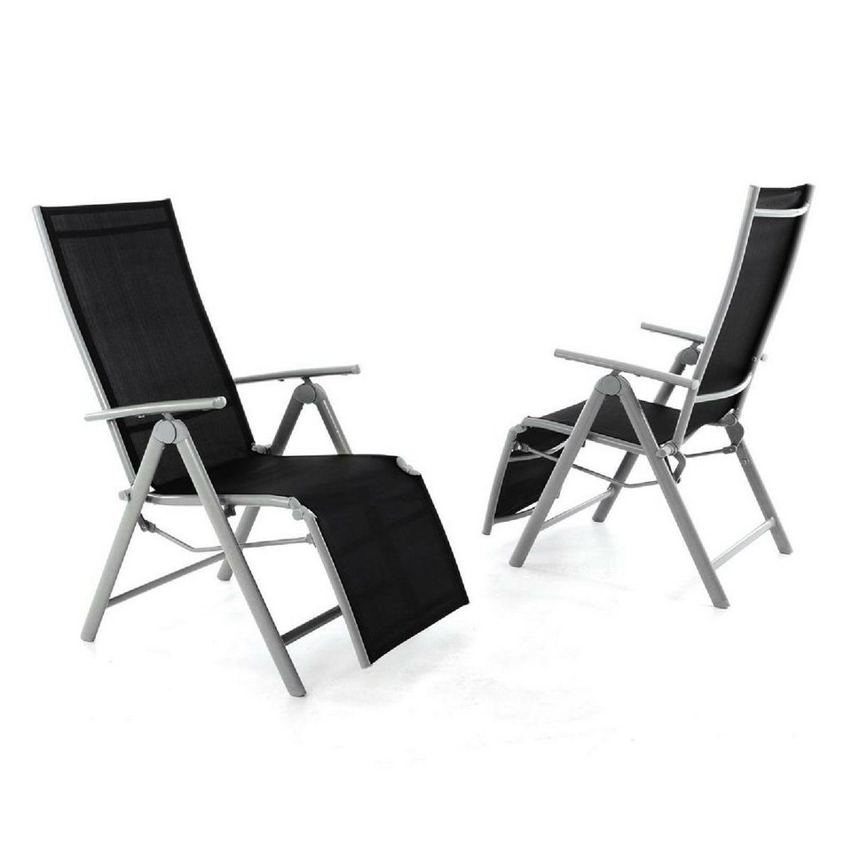2er Set Deluxe Alu Stuhl extrabreit Klappstuhl Gartenstuhl verstellbar schwarz