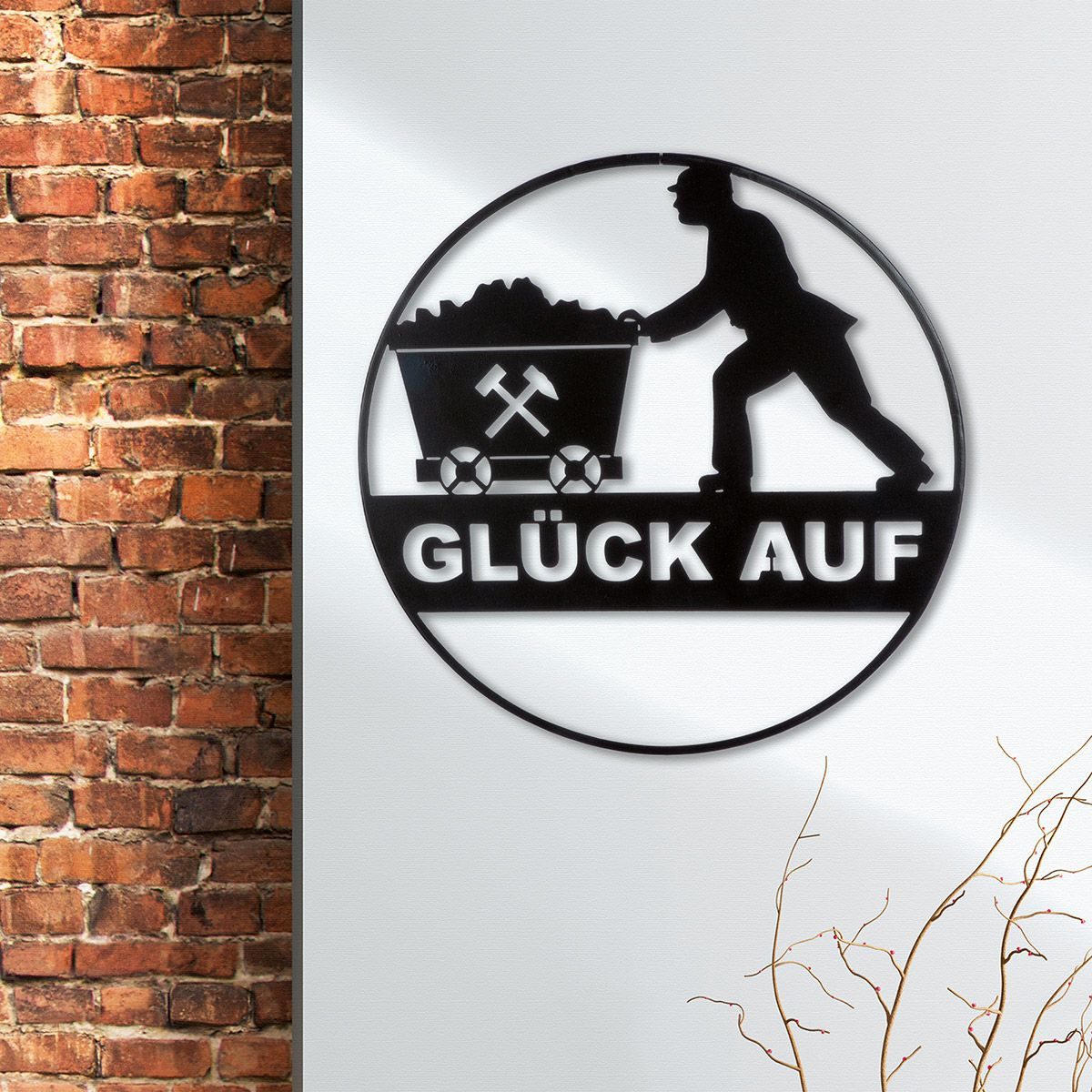 GILDE Wanddekoobjekt Metall-Wandrelief Glück Auf – Bergbau-Tradition stilvo günstig online kaufen