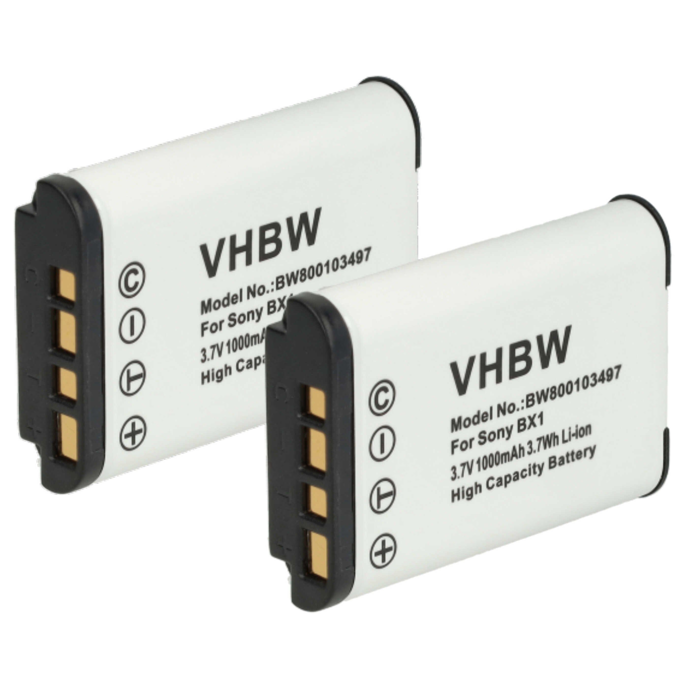 vhbw Akku Ersatz für Sony NP-BX1 für Kamera / Foto / Kompaktkamera / Kamera-Akku Akku Li-Ion 1000 mAh (3,6 V, 2 St), Leistungsfähige Austausch-Akkus für Digitalkamera, Spiegelreflexkamera