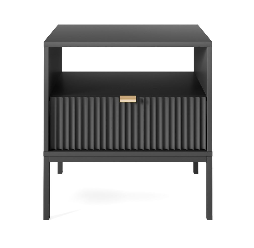 Feldmann-Wohnen Nachtkonsole Nova (Nova, 1 St., Nachtkonsole), 54cm schwarz MDF