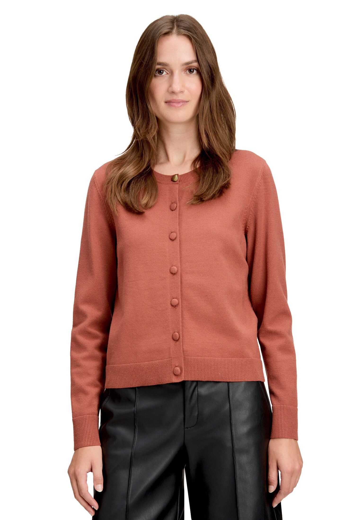 Cartoon Strickjacke Damen mit Rundhalsausschnitt (1-tlg)