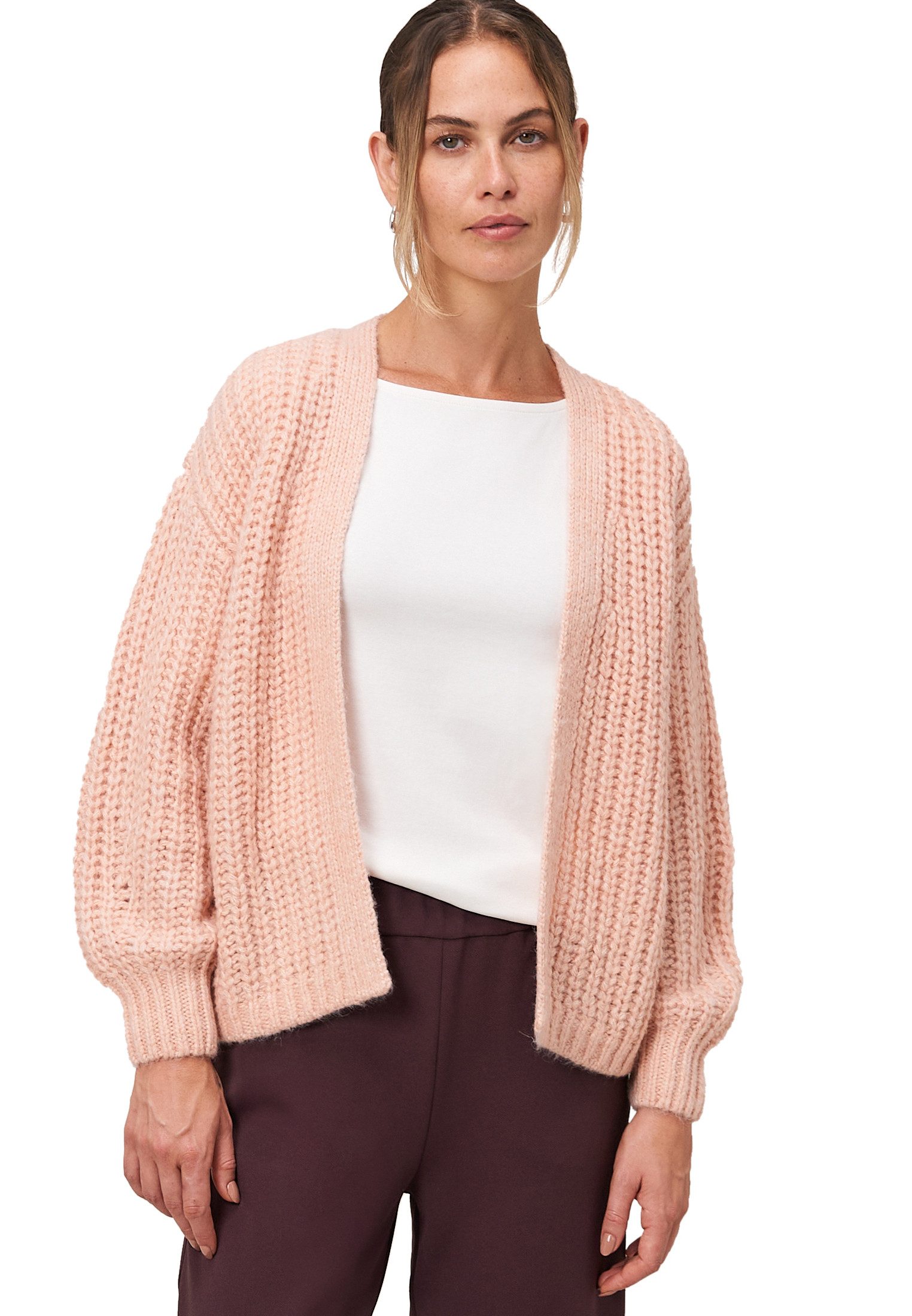 Zero Strickjacke Damen Grobstrickjacke offener Style (1-tlg) Plain/ohne Details