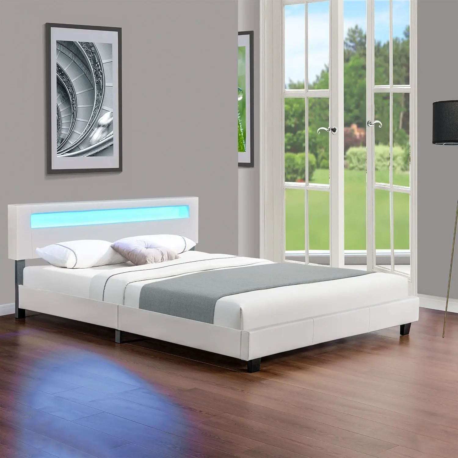 Juskys Polsterbett Paris, 180x200 cm, RGB-LED, Kunstleder, weiches Kopfteil günstig online kaufen