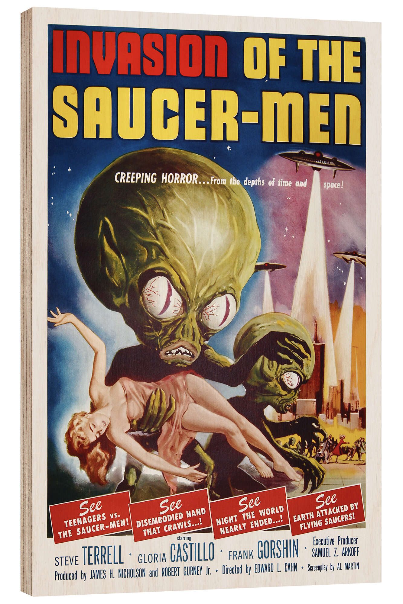 Posterlounge Wandbild Invasion of the Saucer men, Vintage Entertainment Collection, erhältlich als Poster, Leinwandbild, Wandsticker oder Acrylglasbild